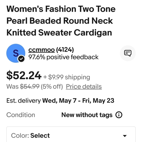 Elegant White & Black Pearl Beaded Sz M Cardigan w Crochet Floral Button Accents - Picture 12 of 12